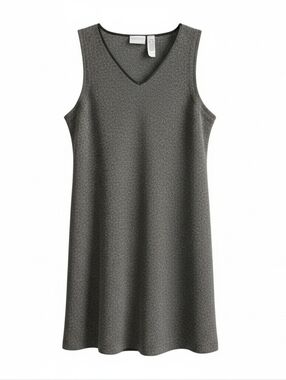 Vintage Gray Sleeveless V-Neck Shift Dress